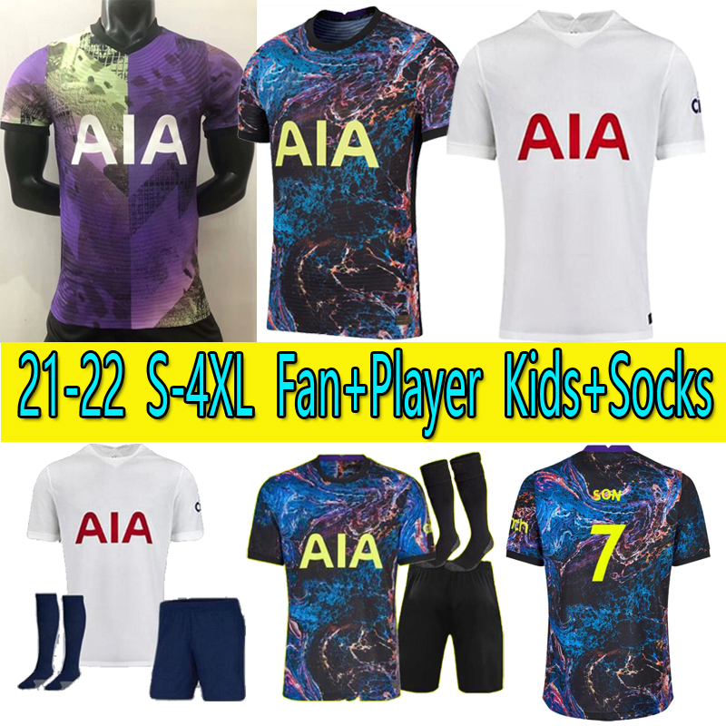 

S-4XL Fan+Player version 21 22 TOTTENHAM soccer jersey home away Kids+socks DELE SON BALE KANE HOJBJERG BERGWIJN 2021 2022 LUCAS camiseta de football shirts uniforms, Kids 1