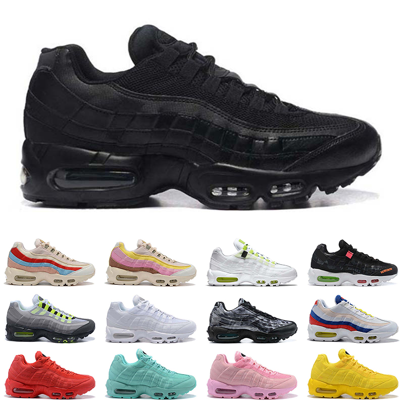 

men women 95 running shoes Triple Black Neon Worldwide womens Ghost Plant Color Laser Fuchsia mens trainer, White with black symbol