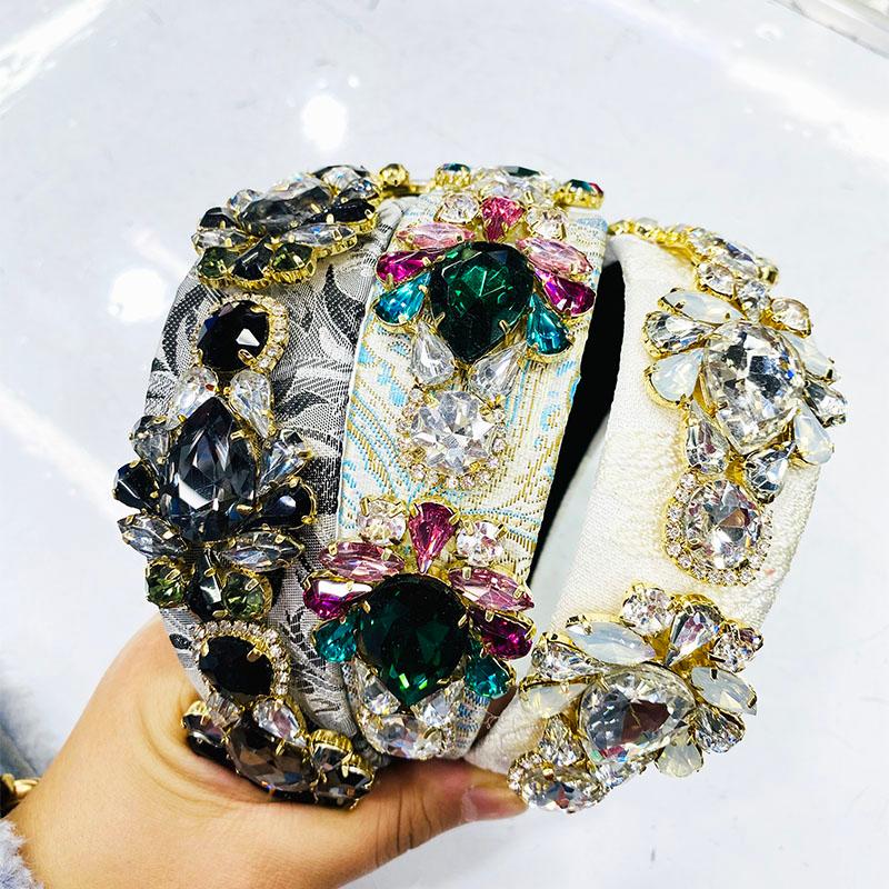 

Hair Clips & Barrettes 2021 Crystal Headbands Fashion Hoop Bands Bezel Luxurious Rhinestones Hairbands Women Accessories Headdress, Golden;silver