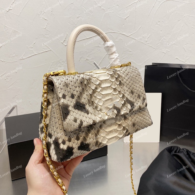 

Snake Skin Grain Cowhide Co Top Handle Totes Bags Cross Body Shoulder Mini Flap Calfskin Real Leather Famous Luxury Designer France Women Lady Street Handbags 22*12CM, White