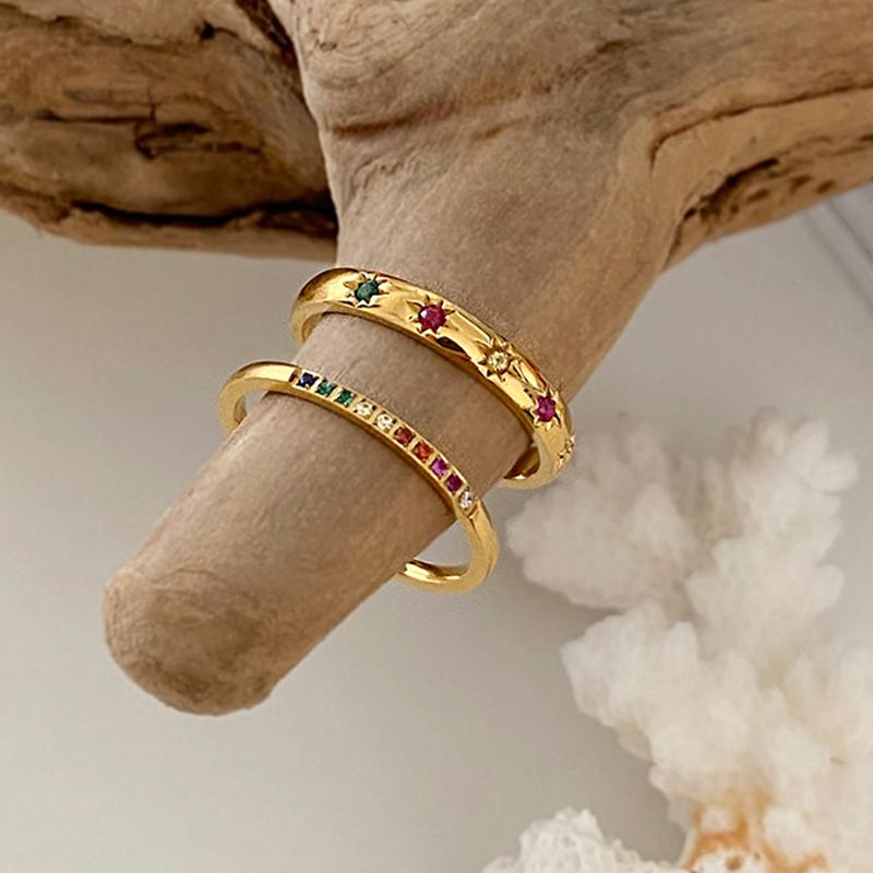 

Cluster Rings Free Stainless Steel Bohemian Gold Chain Set For Women Fashion Party 2021 Trend Jewelry Wedding Gift, Golden;silver