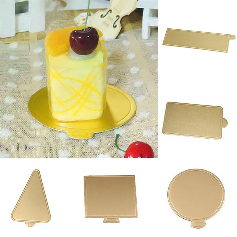 

Other Festive & Party Supplies 100Pcs Tools Paper Board Cardboard Mousse Mat Golden Dessert Tray Cake Base Rectangle Decoration