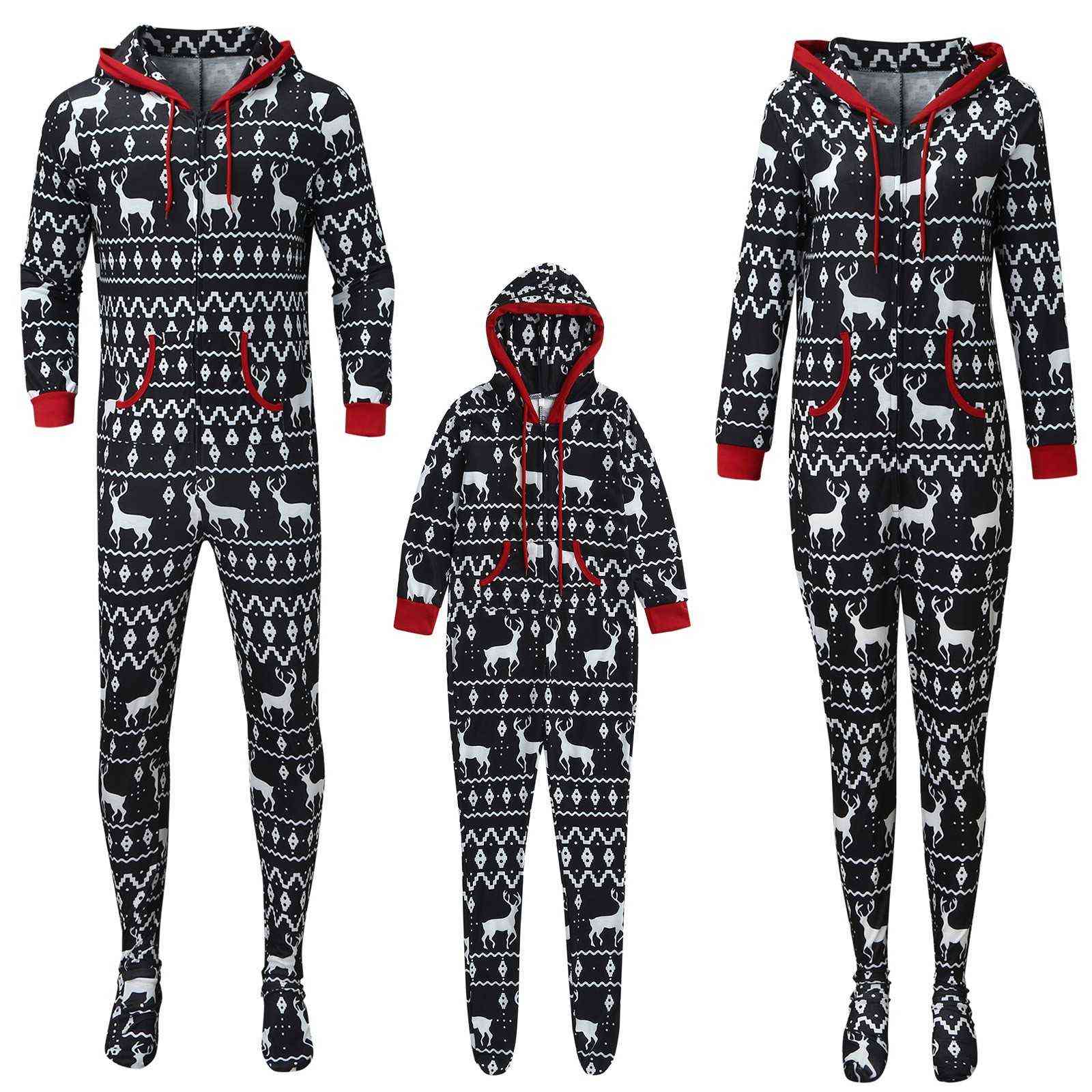 

Christmas Family Matching Outfits Onesie Pajamas 2022 Dear Adult Kid Home Clothes New Year Lucky Deer Sleepwear Baby Romper L3 H1014, Black