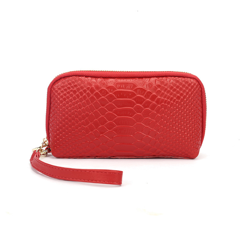 

Handbag Lady's Head Trend Snake Long Mobile Wallet Leather Zipper Wrist Bag