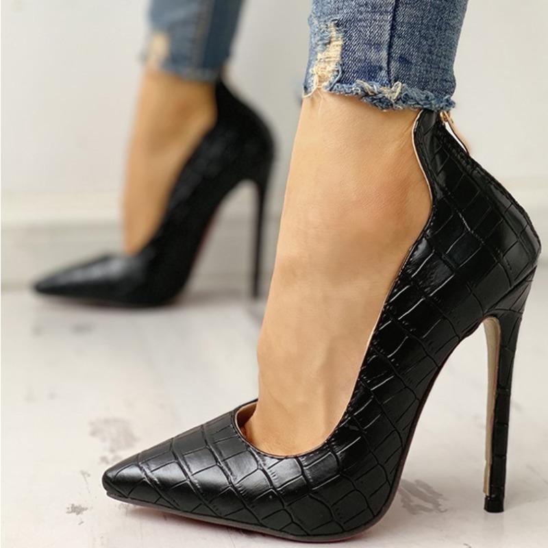 

Dress Shoes Fashion Thin High Heels Women Black Pumps Woman Spring Autumn Ladies White Casual Patent Leather Plus Size 43, Black pump
