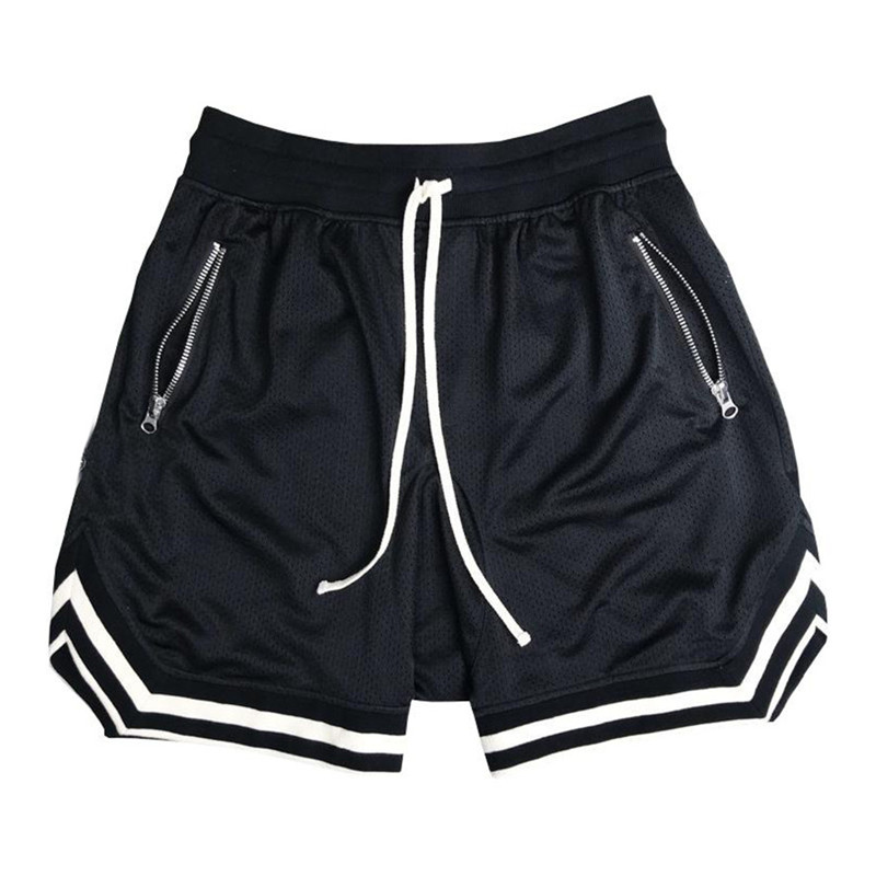 

Beach shorts Mens Bodybuilding Joggers Knee Length Sweatpants Summer Male Gyms Fitness Workout Mesh Quick-drying Shorts Trouse, Black