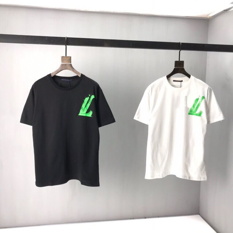

2022ss early spring new high-grade cotton printed T-shirt round neck stitching pullover short sleeves Size: ~xxxl Color: black and white h454s2