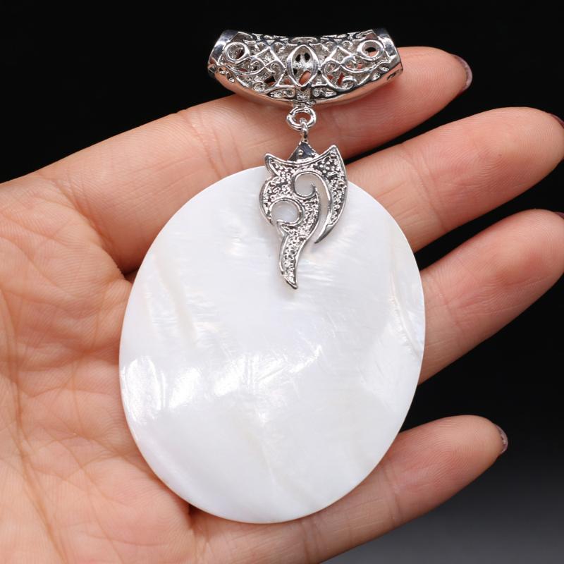 

Charms Natural Mother Pearl Shell Pendants For Women Gifts Jewelry Making DIY Accessories Fit Necklaces Earring Size 45x55mm, Bronze;silver