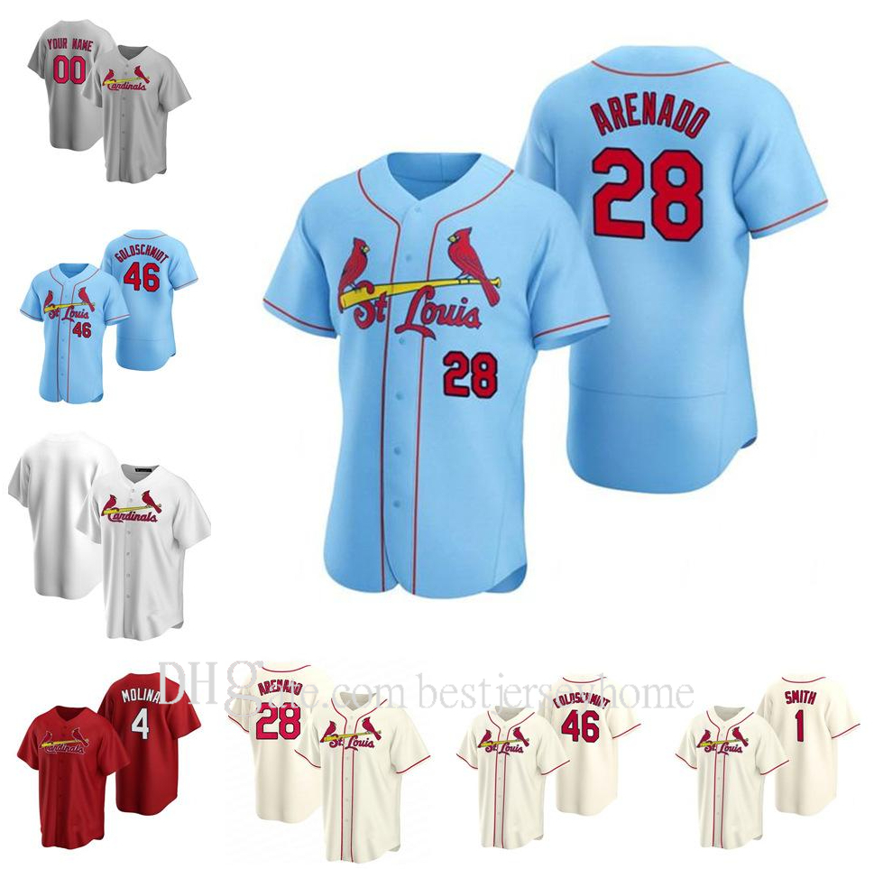 

Custom Men 4 Yadier Molina Cardinal Jersey 46 Paul Goldschmidt 28 Nolan Arenado DeJong Carlos Martinez Marcell Ozuna Wong Fowler Jerseys, Color 10