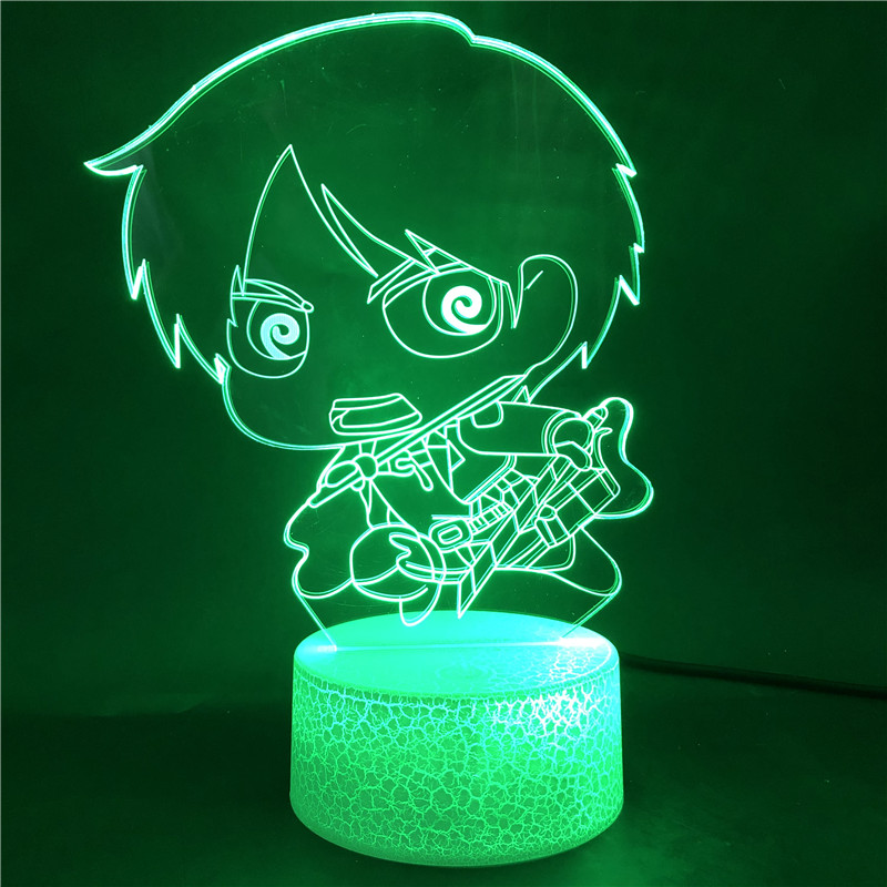 

Acrylic Nightlight 3D LED Night Light Anime Eren Yeager Chibi Figure Home Decor Lamp Attack on Titan Bluetooth Control Kid Gift