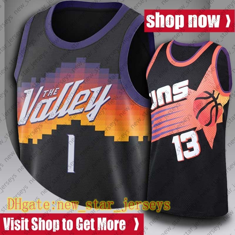 

1 Devin Chris Booker Paul Jersey Throwback Steve Charles Nash Barkley Basketball Jerseys City Edition Phoenix Suns Jersey