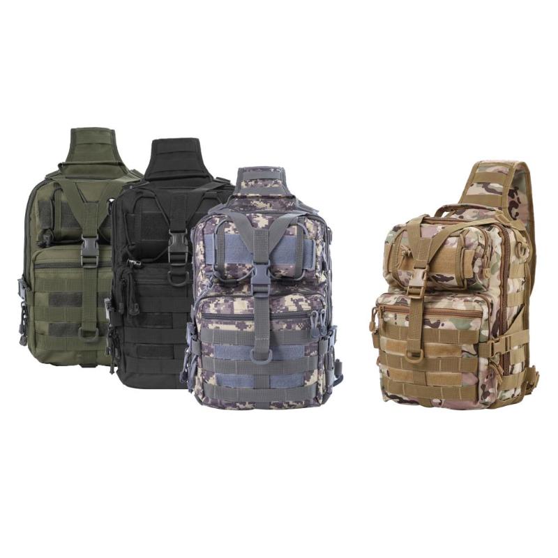 

Tactical Shoulder Bag Crossbody Molle Camping Hiking Riding Chest Pack Waist Bags, Black