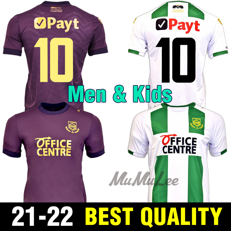 

21 22 FC GRONINGEN socer jerseys 50th anniversary home away purple gold 2021 2022 robben Abraham van Kaam Strand Larsen Matusiwa men kids fo, Black;yellow