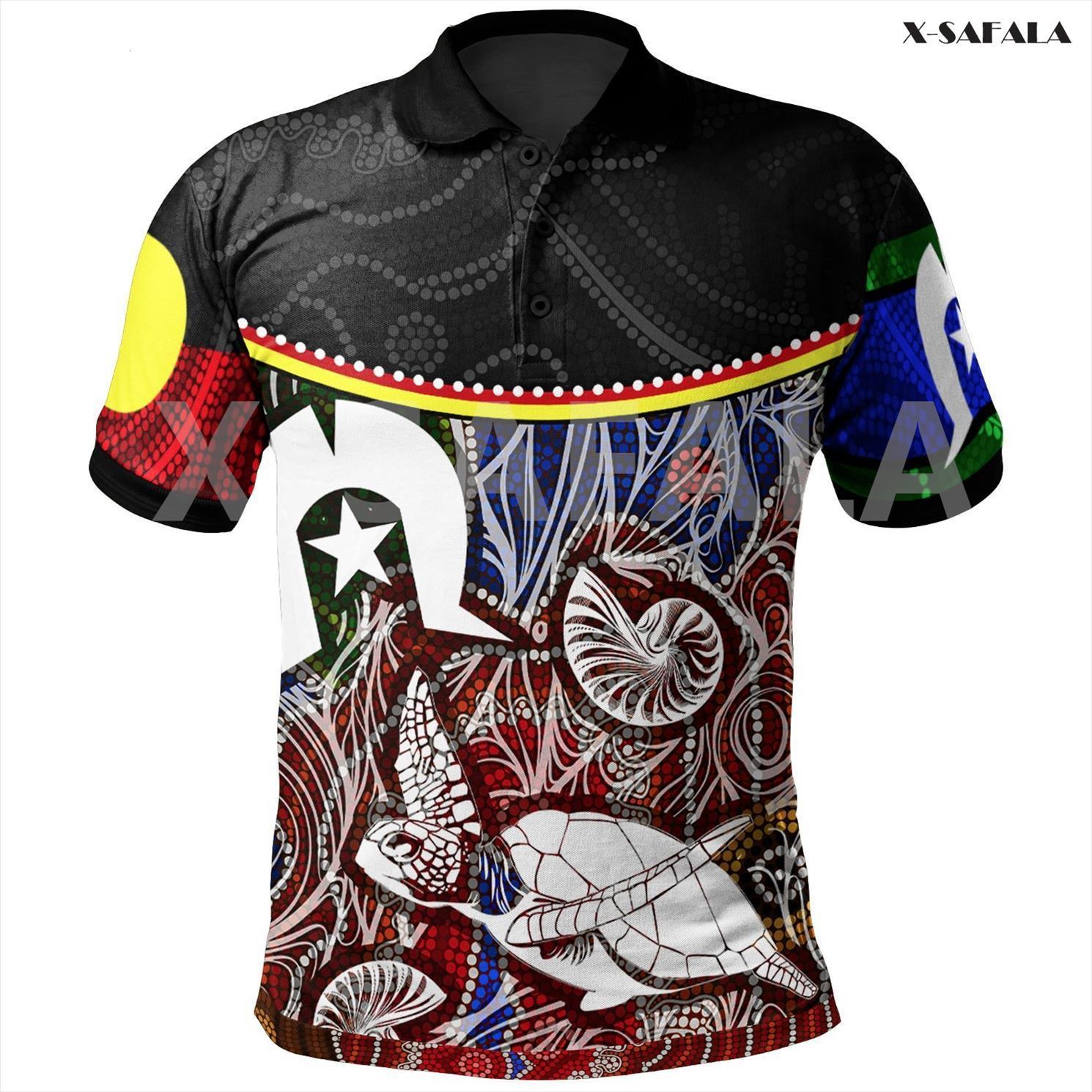 

australia aboriginal dot in mens polo naidoc week art 3d full printed men thin shirt collar short sleeve street wear, White;black