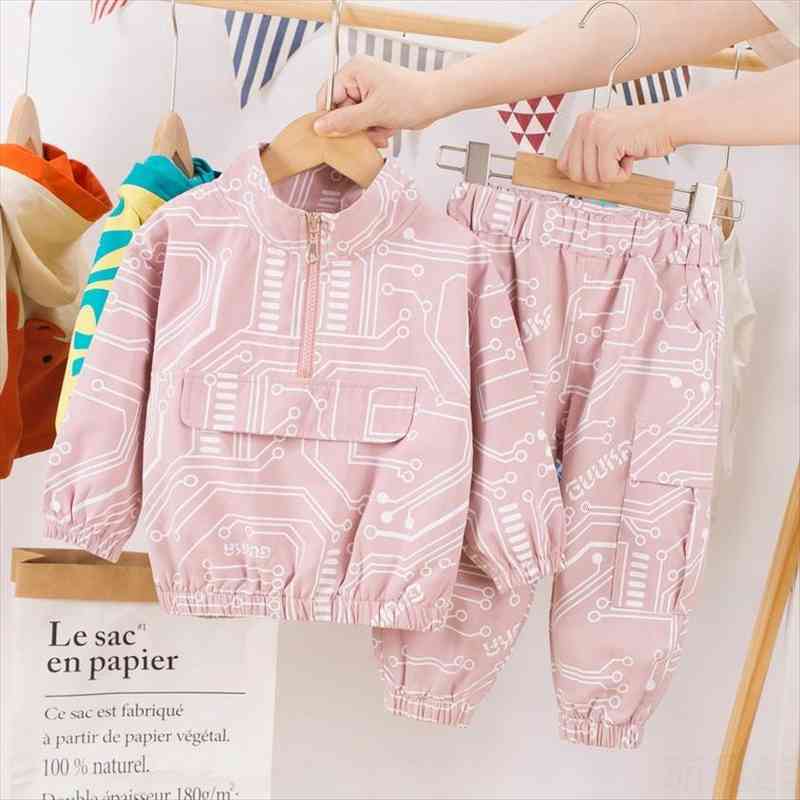 

childrens hooded boy girl clothes suit zipper sports jacket and pants 2 piece sportswear youth clothing, White