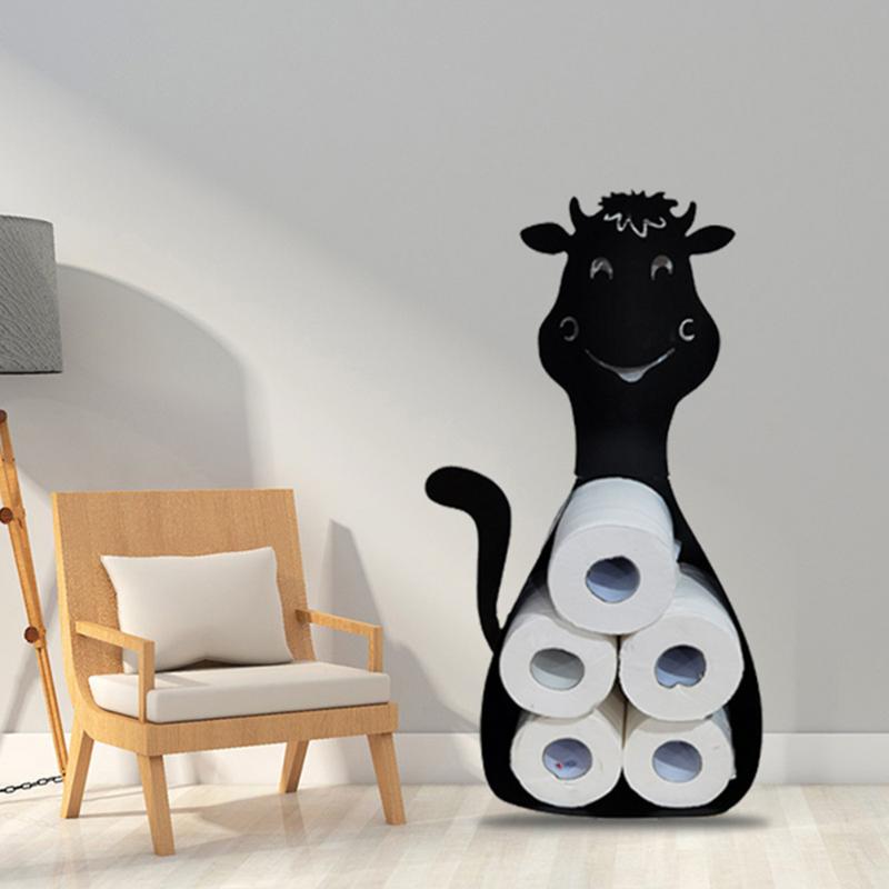 

Toilet Paper Holders Metal Holder Black Animal Standing Design Detachable Tissue Roll Storage Rack Household Accessories