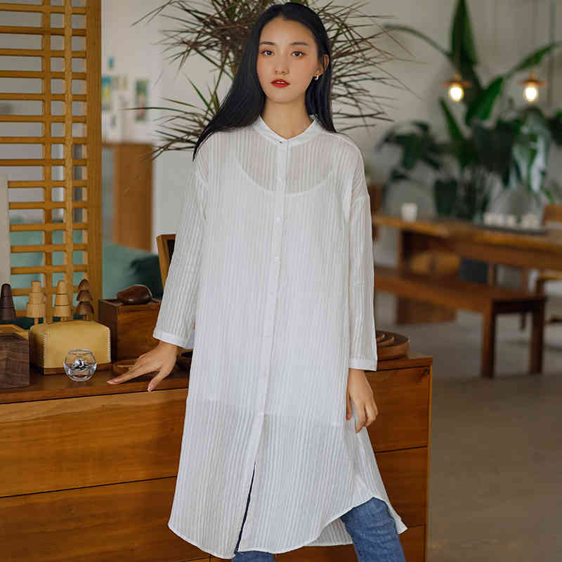 

Johnature Women Casual Long Summershirts Long Sleeve Button Tops Summer Cotton Blouses Women Korean Style Belt Shirts 210521, Light blue