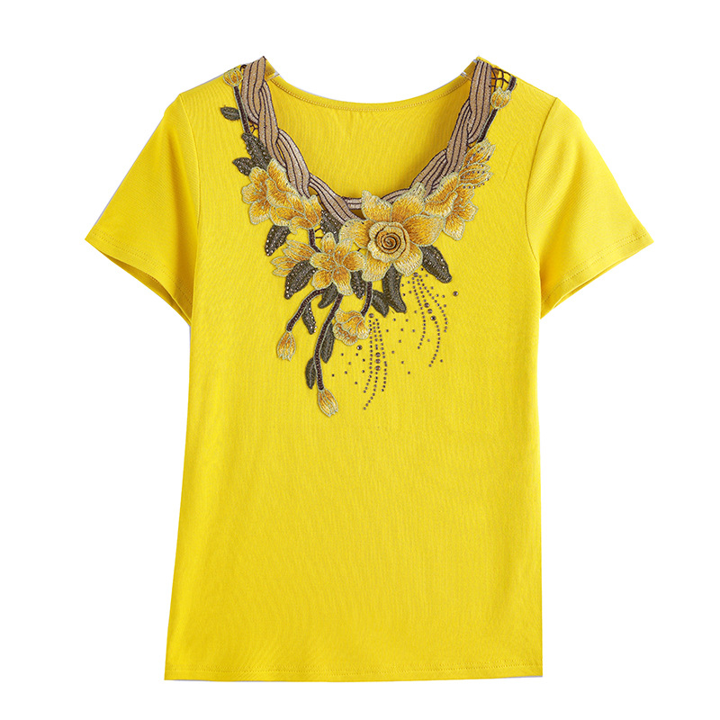 

2021 summersummer design engraving short sleeve fashion T - shirt women top 5896, White