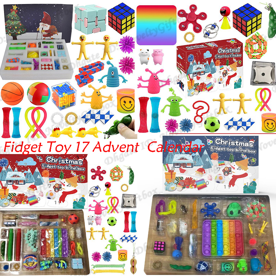 

Fidget Toys Party Favor Calendars Christmas 24 Days Countdown Blind Mystery Box Sensory Finger Toy Lucky Boxes Kid Push Bubbles Kids Gift