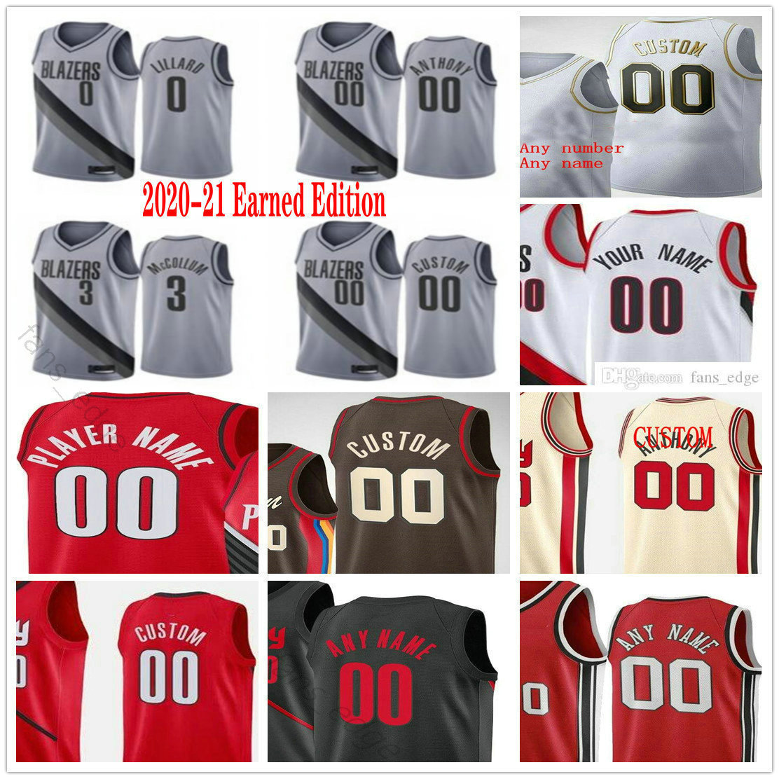 

Custom Printed Damian 0 Lillard CJ 3 McCollum Jusuf 27 Nurkic Norman 24 Powell Carmelo 00 Anthony Men Women Kids Youth Basketball Jerseys, As picture