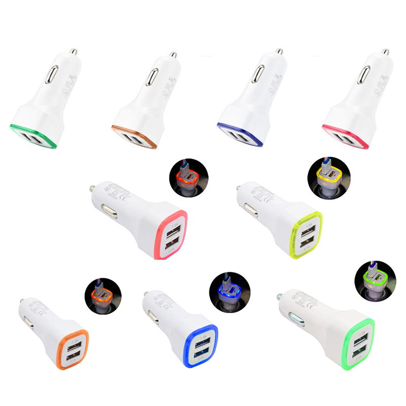 

5V 2.1A LED Dual USB Car Charger Phone Input 12V 24V Power Adapter Universal Vehicle Cellphone Chargers for iPhone Samsung Xiaomi Huawei LG