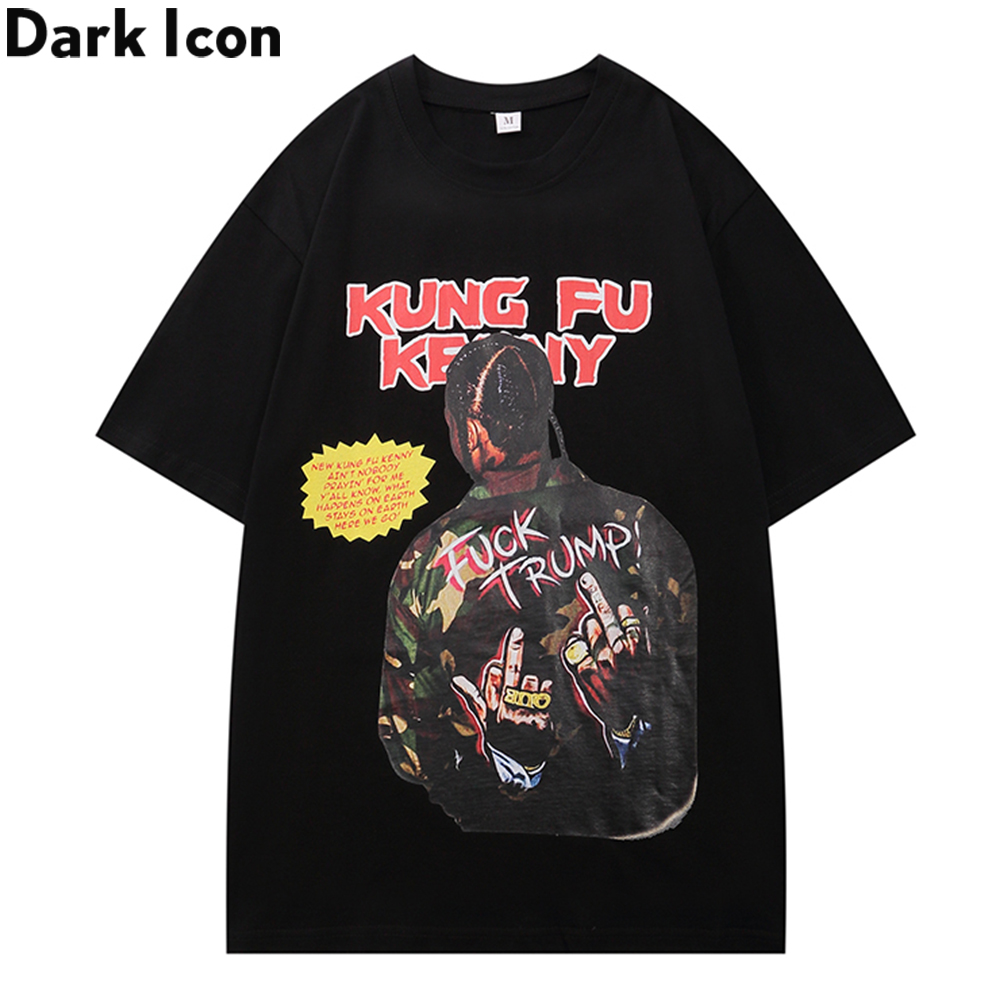 

Dark Icon Hip Hop Rap Tshirt Men Kung Fu Kenny T-shirt Streetwear Men's Tee Shirts Black White M-XXL, White;black