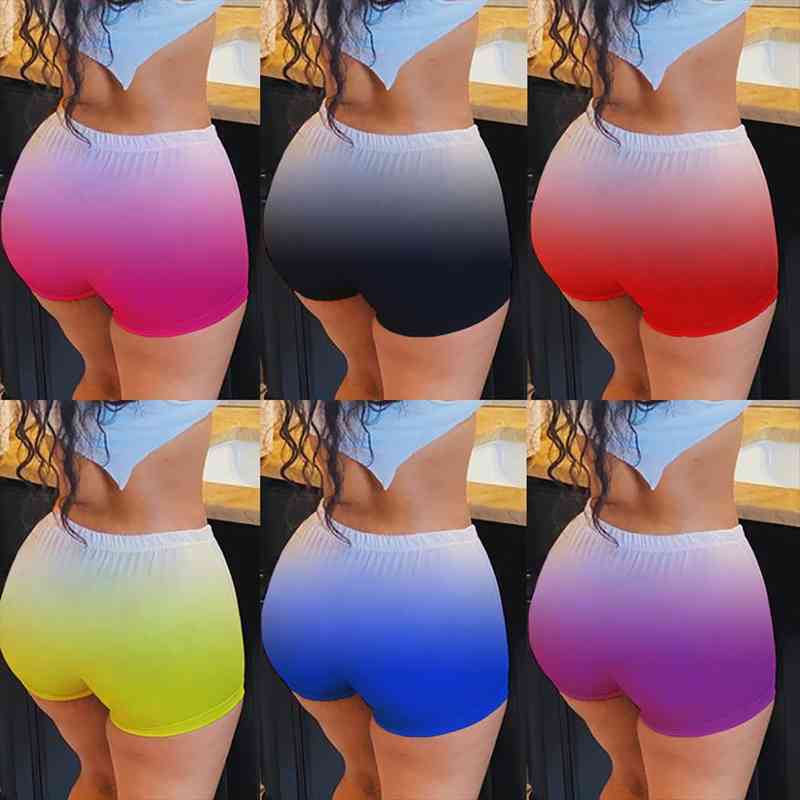 

summer fashion casual dye womens short high waist slim breathable pants for gym fitness workout, White;black