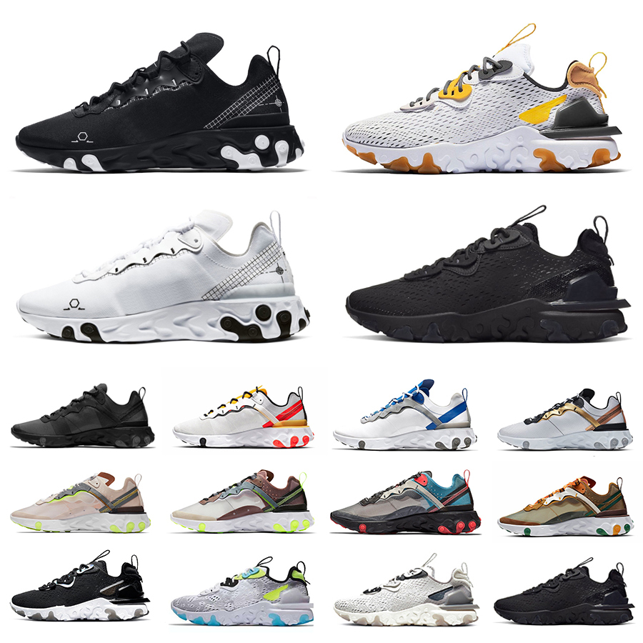 

React Vision 55 87 Men Women Running shoes Honeycomb Triple Black White Iridescent Light Orewood Brown Grey Worldwide Laser Orange mens trainers sports sneakers, Pay for box