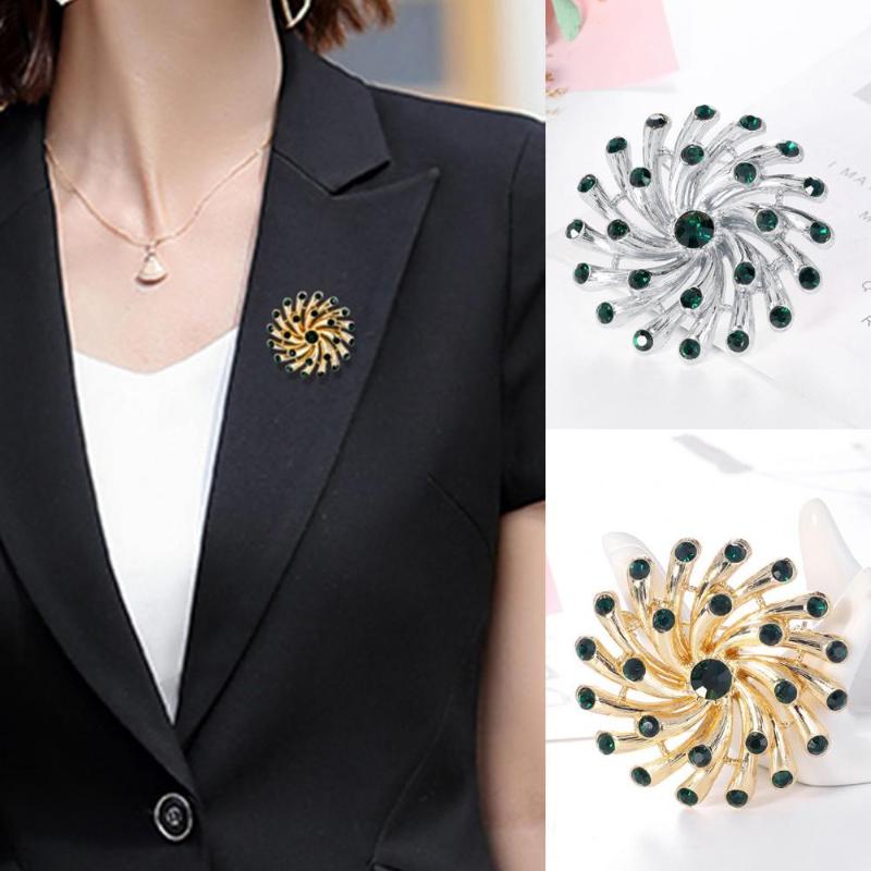 

Pins, Brooches Universal Stylish Geometric Rhinestone Brooch Retro Pin Fashionable For Office, Gray