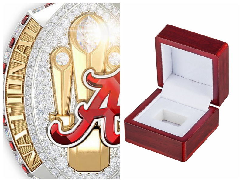 

2020-2021 Alabama Crimson Tide National Championship Ring With Wooden Display Box Souvenir Fan Men Gift Wholesale size 8-14