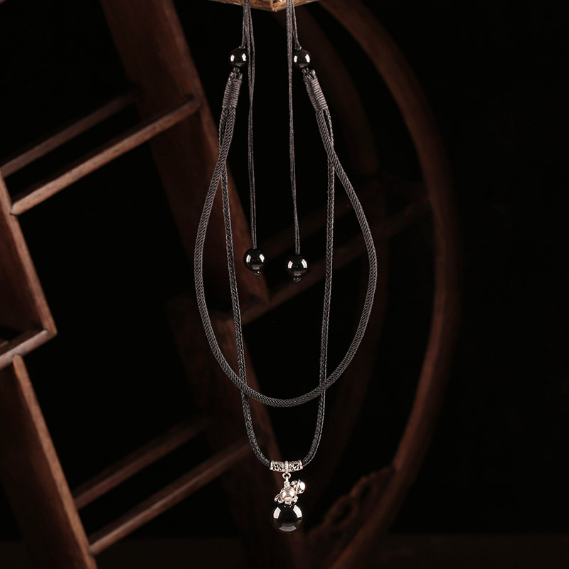 Xianlan329 National Wind Wind Restoring Ancient Ways Multilayer Collarbone Chain Silver Bell Pendant Necklace Fold Female Brief Pa-image-706517185