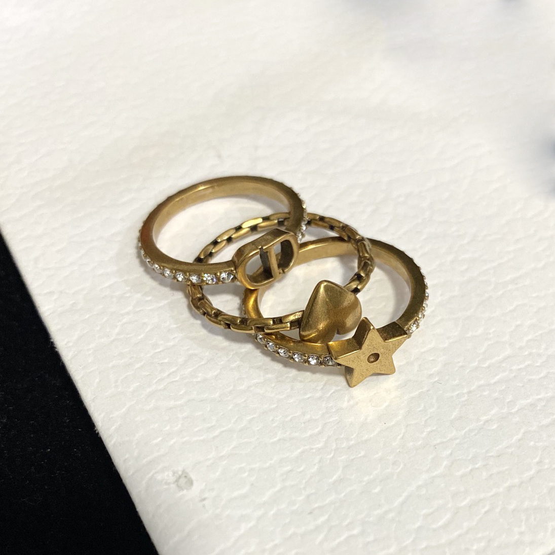 

Fashion Gold Letter Love Rings Bague for Lady Cd three in one suit Jewelry Cluster Ring With Box