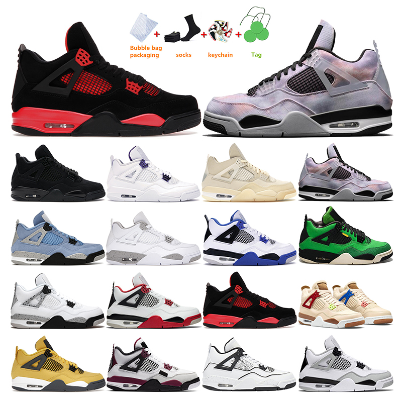 

basketball shoes 4s jumpman 4 x sail mens trainers Black cat white oreo Zen master Purple University Blue womens men sports sneakers, 47