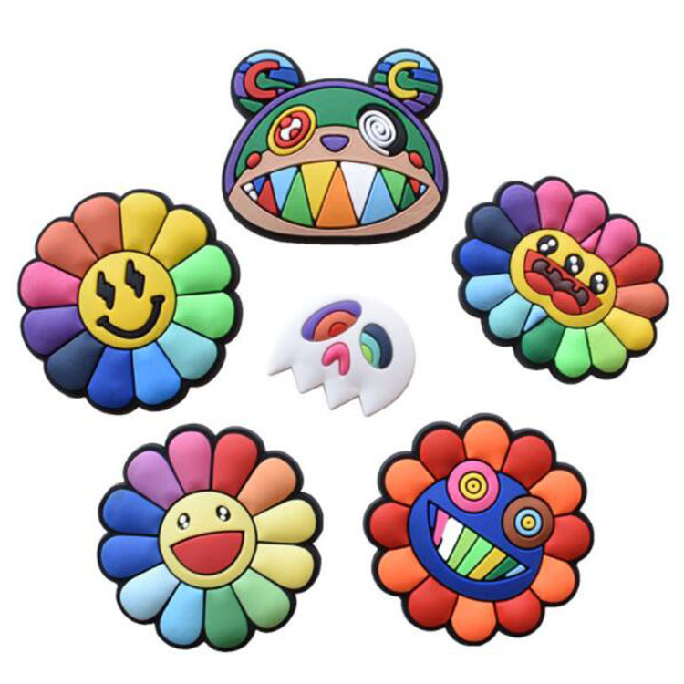 

Big Size cartoon PVC Shoe Charms Shoes Buckles Flowers Fit Bracelets Croc JIBZ accessories Wristband Boys Girls Gift, White;pink