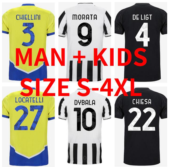 

21 22 DYBALA CHIESA DE LIGT soccer jerseys 2021 2022 BERNARDESCHI KEAN MORATA McKENNIE LOCATELLI football kit shirts JUVE chiellini bonucci Kits Men Kids uniforms