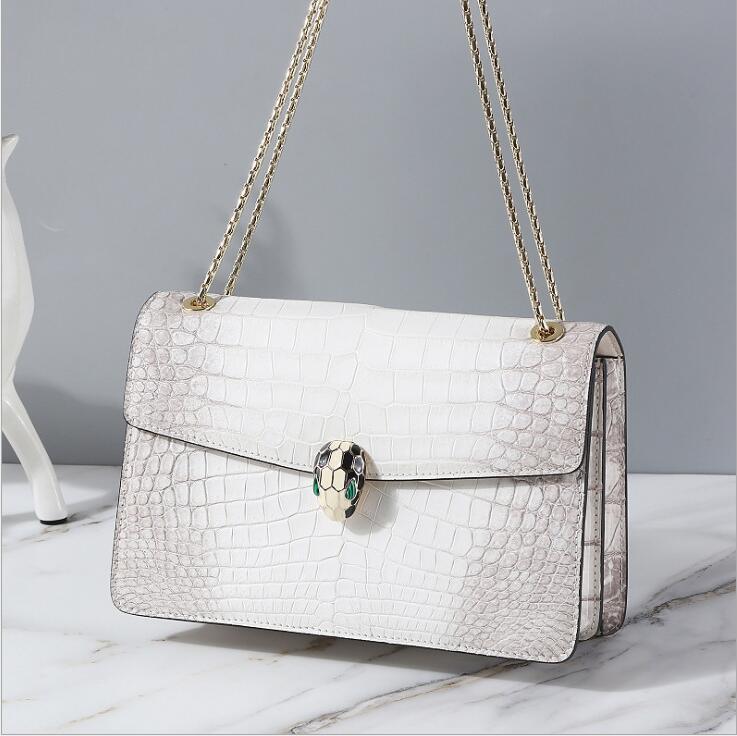 

HBP Ladies Shoulder Bag Head Layer Cowhide Crossbody Texture Crocodile Pattern Himalayan White Snake Underarm Women's, Black