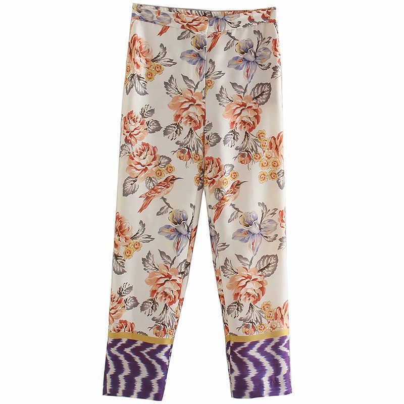 

Floral Print Summer Ankle Length Straight Pants Fashion Elastic Spliced High Waist Women Casual Trousers Female Thin 210604