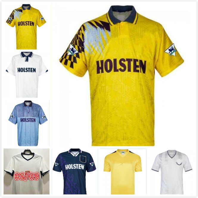 

1991 1993 Gascoigne retro soccer jersey 1992 1994 1995 Mabbutt Ruddock Sheringham Lineker Klinsmann Barmby vintage classic football shirt, Black;yellow