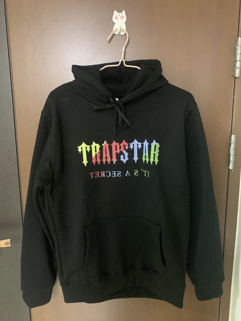 

Hoodie Printed Warmth Plus Fleece Fleece Jacket Men's and Women's Words Female Pullover Sweater Trap Star Street Hip Hop, Black