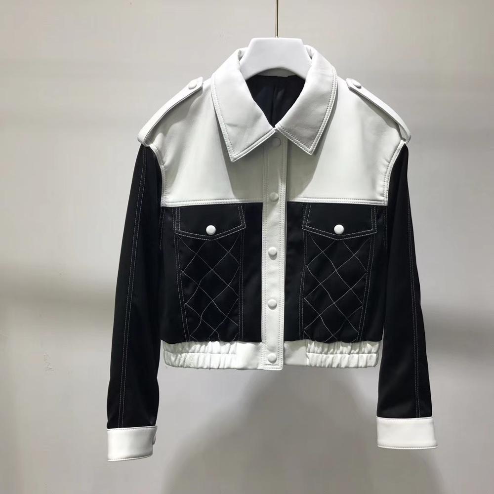 

Women' Jackets 2021 Classy spring for women royal leather of high quality lamb coat b598, Black