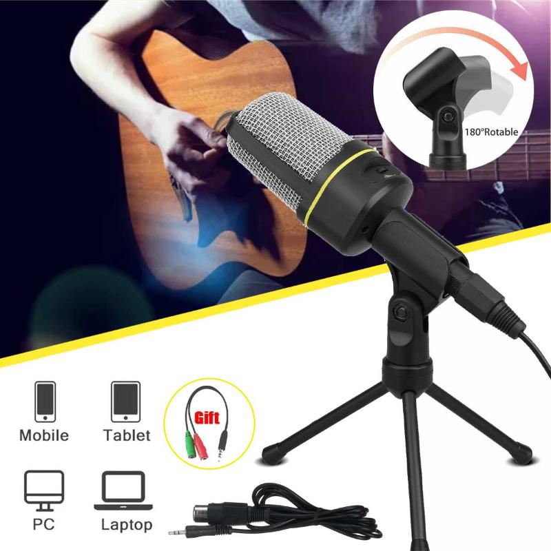 

Condenser Microphone Stereo Desktop Professional Tripod For PC Video Chatting Gaming Podcast Recording 3.5mm Jack Microphones