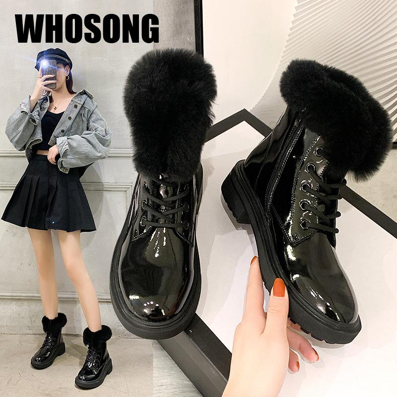 

Boots Women Motorcycle Ladies Real Leather Shoes Woman Black Ankle Female Brand Girls Fur Platform Botas