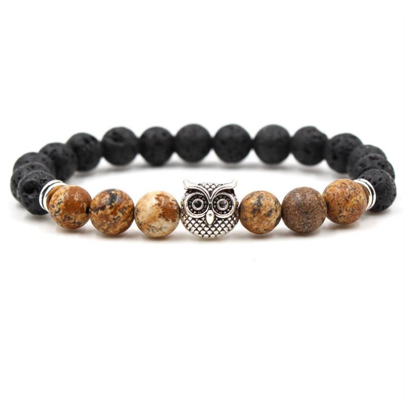 Beaded, Strands Temperament 8mm Black Lava Volcanic Stone Beads Bracelet Jewelry Accessories-image-710509123