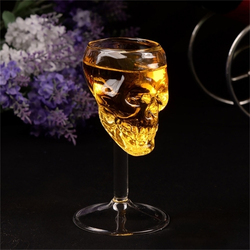 

1pcs Glass Beer Wine Cup Bottle Skull Red Tumbler Glasses Cups Reusable Transparent Fruit Juice Cup 923, As shown