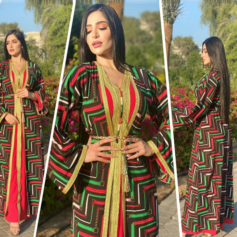 

Ramadan Turkey India Muslim Abaya Dress 2 Piece Women Duabi Arab Vestidos Moroccon Kaftan Islam Clothing Gown Robe Cardiagn Sets