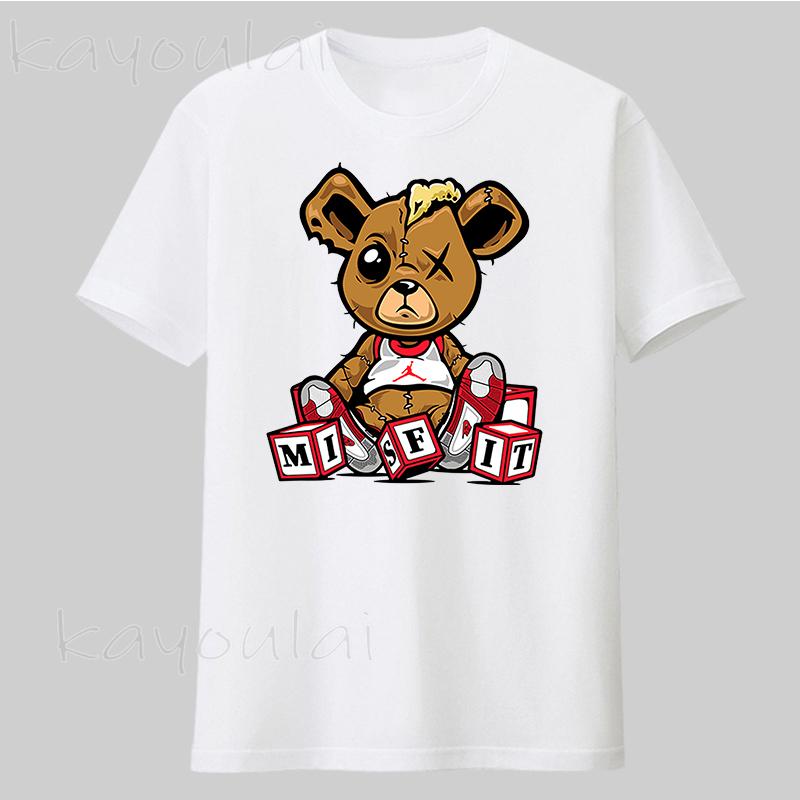 

Men' T-Shirts Wholesale T Shirt Adult Unisex Cute Teddy Print Men Fashion Streetwear Graphic Mens Clothing, 020123 black