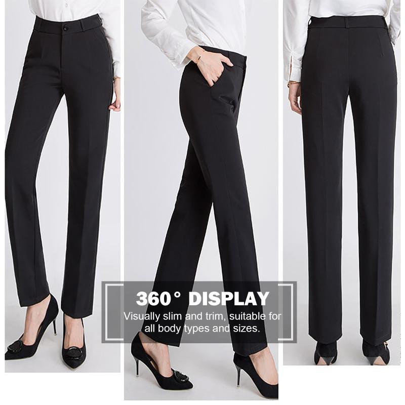 

Women' Pants & Capris Spring Summer Women Office Lady Solid High Waist Fashion Zipper Pockets Female Ankle Trousers Straight Suit, Black