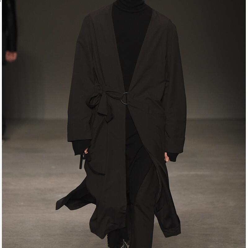 

Men' Trench Coats / Spring Fashion Personalized Customization Large Mid-length V-neck Coat/-6XL, Black
