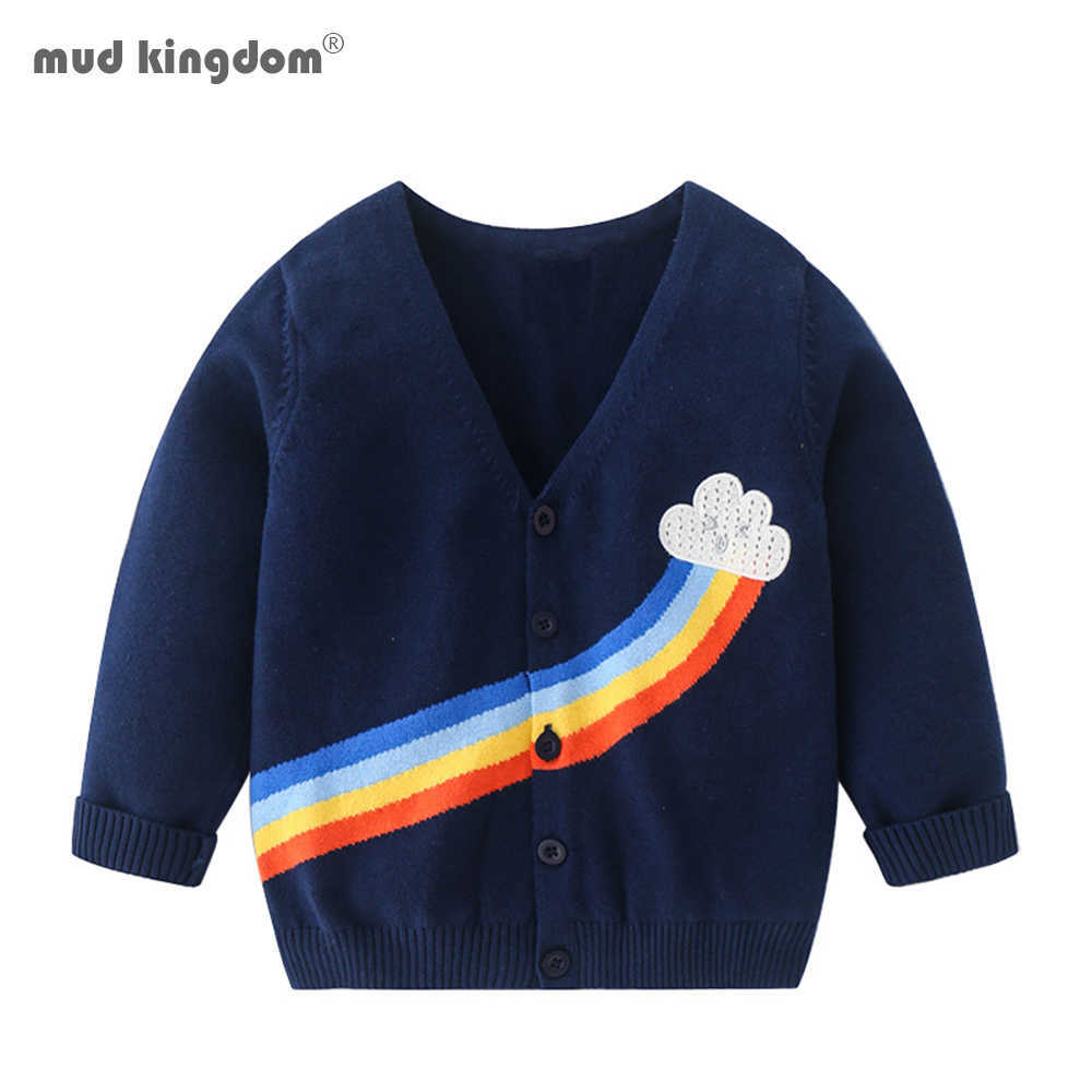 

Mudkingdom Boys Sweaters Colorful Rainbow Cotton Knitted Cardigan Coats 210615, Gray