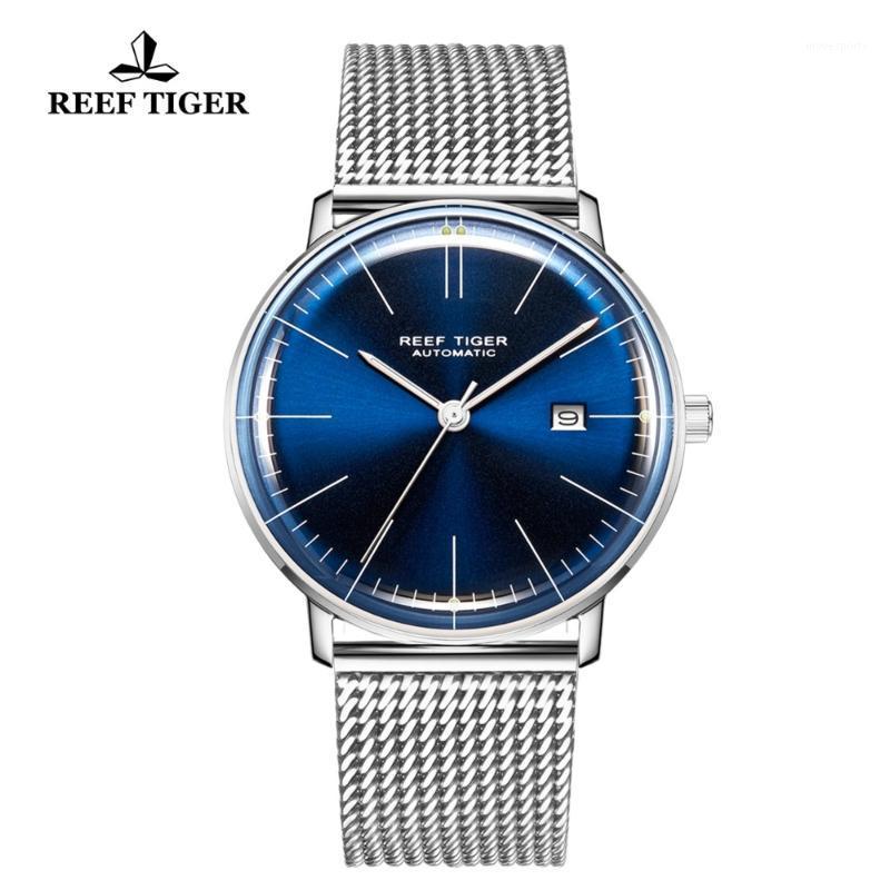 

Relogio Reef Tiger/RT Top Blue Ultra Thin Watch For Men Full Steel Waterproof Unisex Simple Watches RGA8215 Wristwatches, Rga8215-pwp